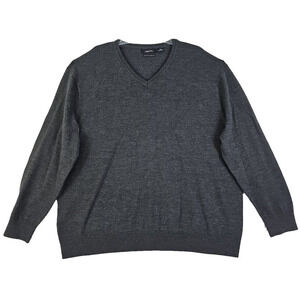 LIZ CLAIBORNE ~Woman Plus Sz 3XL~ Charcoal V-Neck Pullover Sweater Merino Wool.